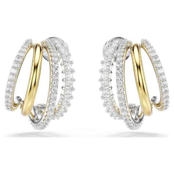 Hyperbola hoop earrings Mixed cuts, Mini, White, Mixed metal finish - Image 3