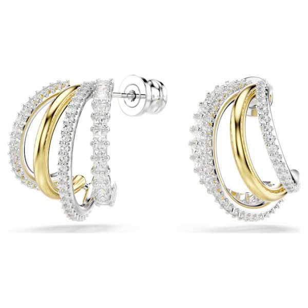 Hyperbola hoop earrings Mixed cuts, Mini, White, Mixed metal finish - Image 4