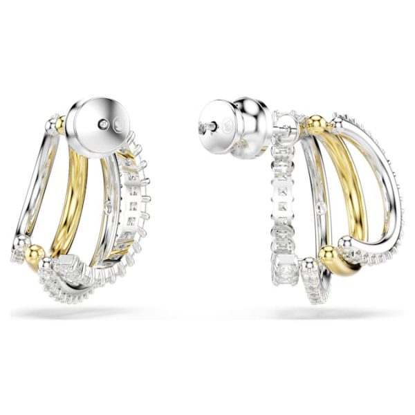 Hyperbola hoop earrings Mixed cuts, Mini, White, Mixed metal finish - Image 5