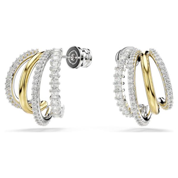 Hyperbola hoop earrings Mixed cuts, Mini, White, Mixed metal finish - Image 7