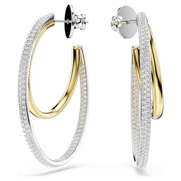 Hyperbola hoop earrings Round cut, Medium, White, Mixed metal finish - Image 2