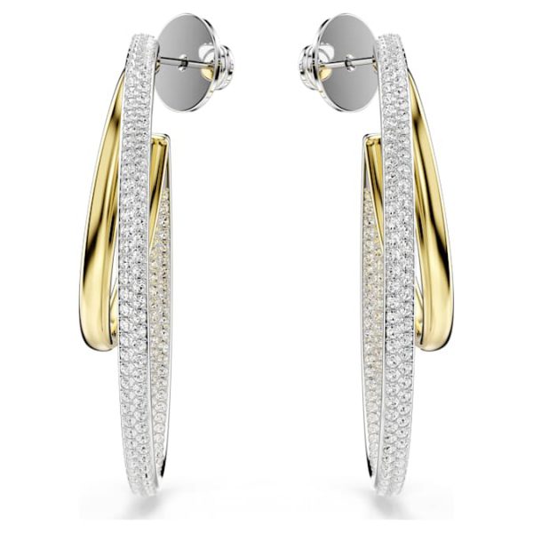 Hyperbola hoop earrings Round cut, Medium, White, Mixed metal finish - Image 3