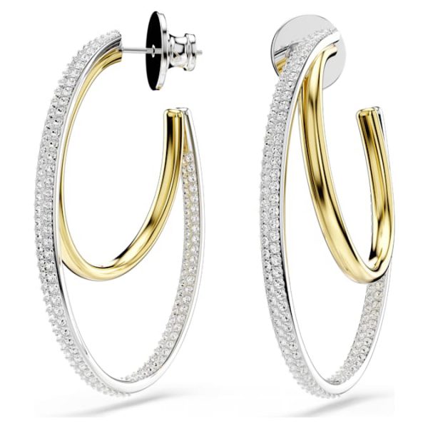 Hyperbola hoop earrings Round cut, Medium, White, Mixed metal finish - Image 4