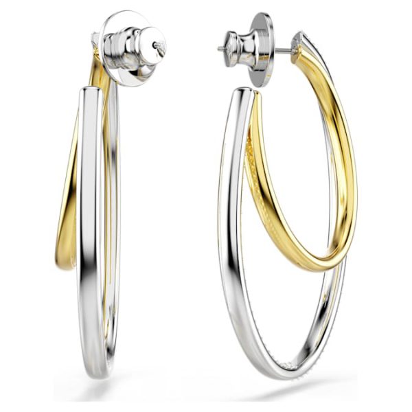 Hyperbola hoop earrings Round cut, Medium, White, Mixed metal finish - Image 5