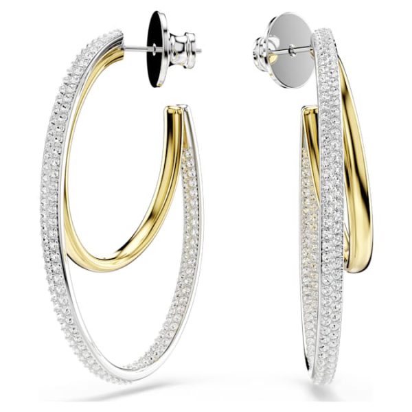 Hyperbola hoop earrings Round cut, Medium, White, Mixed metal finish - Image 7