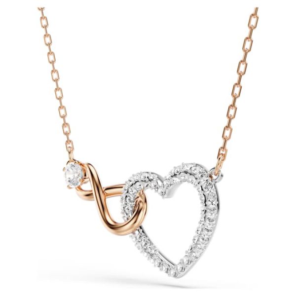 Hyperbola necklace Infinity and heart, White, Mixed metal finish - Image 4