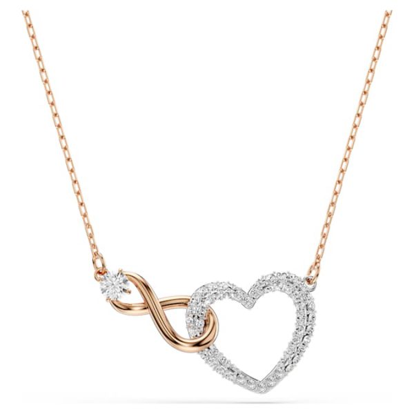 Hyperbola necklace Infinity and heart, White, Mixed metal finish - Image 7