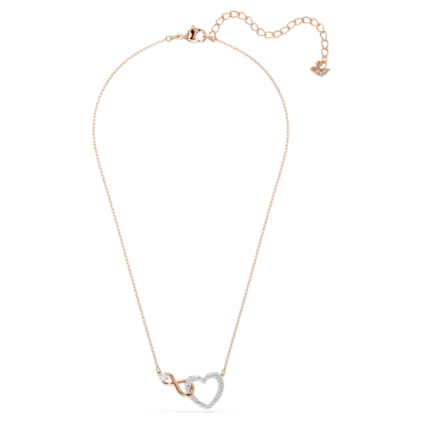 Hyperbola necklace Infinity and heart, White, Mixed metal finish - Image 3