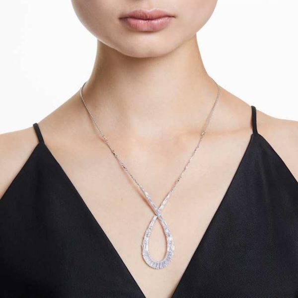 Hyperbola pendant Mixed cuts, Infinity, White, Rhodium plated