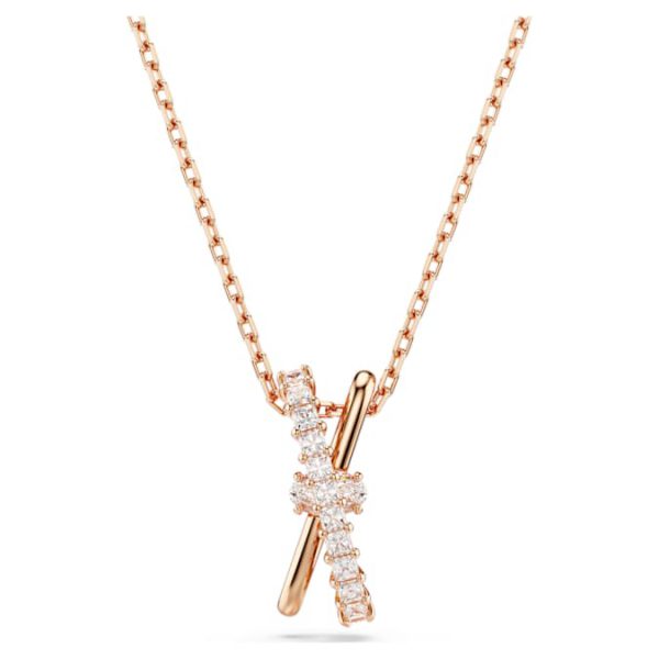 Hyperbola pendant Mixed cuts, Twist, White, Rose gold-tone plated - Image 2