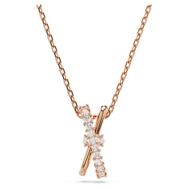 Hyperbola pendant Mixed cuts, Twist, White, Rose gold-tone plated - Image 6