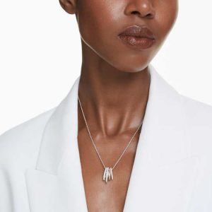 Hyperbola pendant Mixed cuts, White, Mixed metal finish