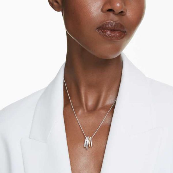 Hyperbola pendant Mixed cuts, White, Mixed metal finish