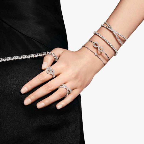 Hyperbola ring Infinity, White, Silver-tone finish - Image 6