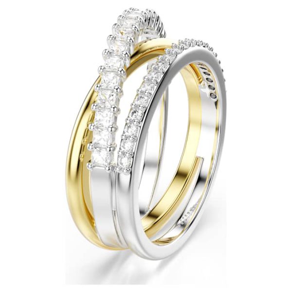 Hyperbola ring Mixed cuts, White, Mixed metal finish - Image 3