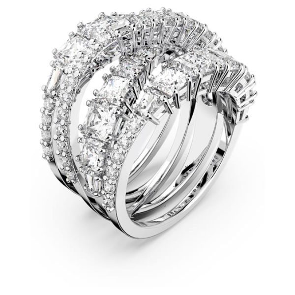 Hyperbola ring Mixed cuts, White, Rhodium plated - Image 3