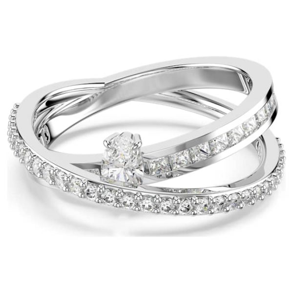 Hyperbola ring Mixed cuts, White, Rhodium plated - Image 2