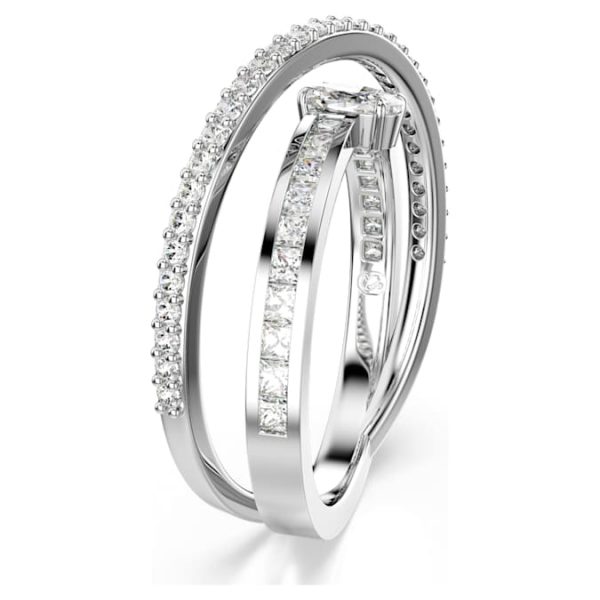 Hyperbola ring Mixed cuts, White, Rhodium plated - Image 3