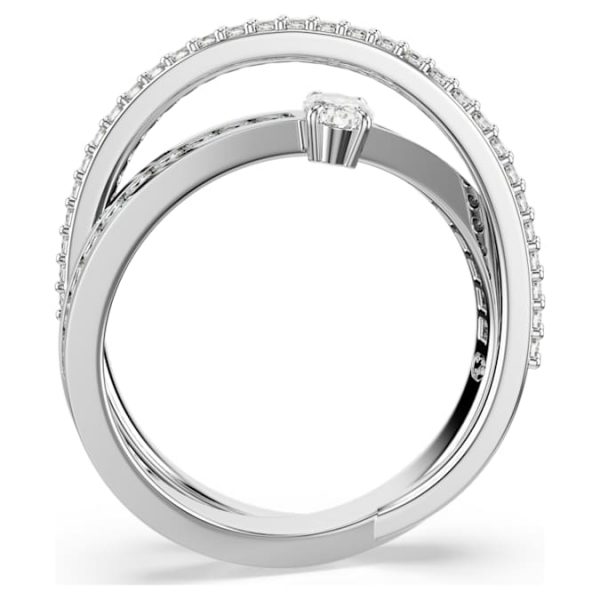 Hyperbola ring Mixed cuts, White, Rhodium plated - Image 5