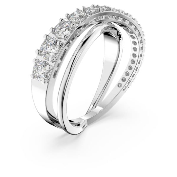 Hyperbola ring Round cut, White, Rhodium plated - Image 3