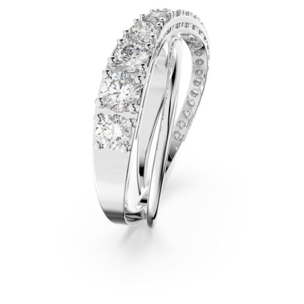 Hyperbola ring Round cut, White, Rhodium plated - Image 4