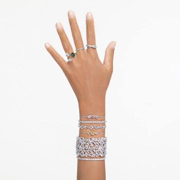 Hyperbola ring Round cut, White, Rhodium plated - Image 6