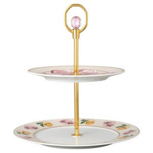 Idyllia étagère Porcelain, Crystal print motif, Lily citron, Small, Multicolored