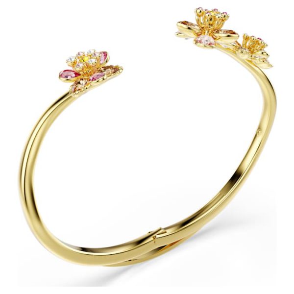 Idyllia bangle Mixed cuts, Flower, Multicolored, Gold-tone plated - Image 4