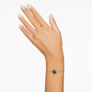 Idyllia bracelet Mixed cuts, Clover, Green, Gold-tone plated