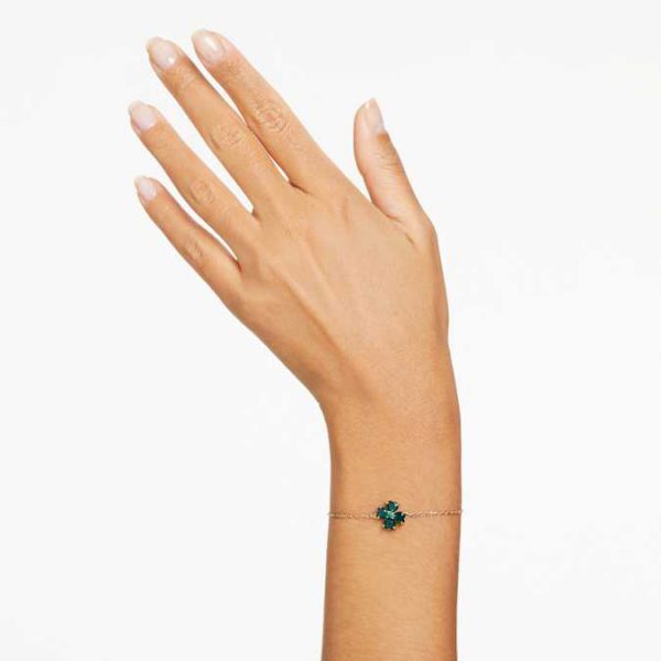 Idyllia bracelet Mixed cuts, Clover, Green, Gold-tone plated