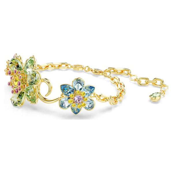 Idyllia bracelet Mixed cuts, Flower, Multicolored, Gold-tone plated - Image 3