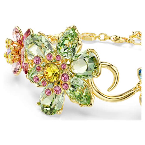 Idyllia bracelet Mixed cuts, Flower, Multicolored, Gold-tone plated - Image 5