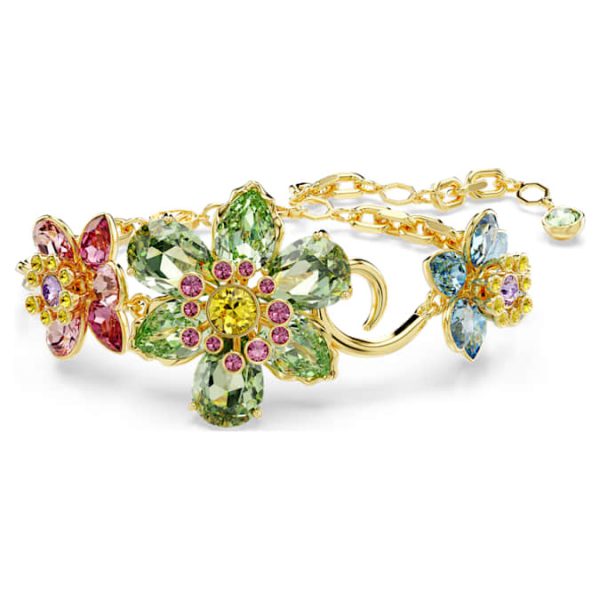 Idyllia bracelet Mixed cuts, Flower, Multicolored, Gold-tone plated - Image 8