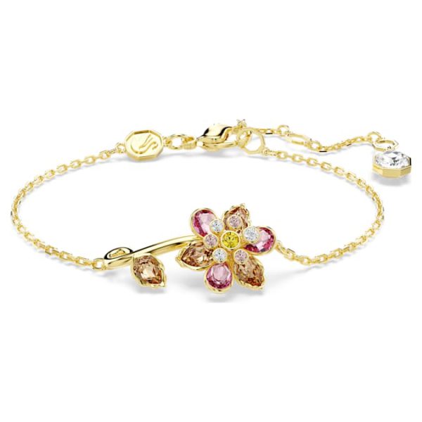 Idyllia bracelet Mixed cuts, Flower, Multicolored, Gold-tone plated - Image 2