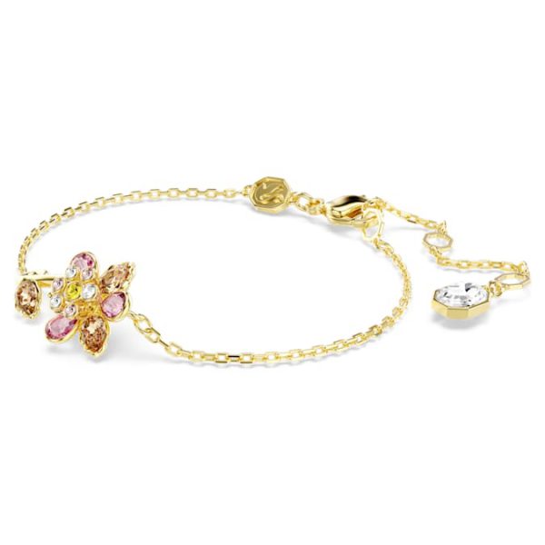 Idyllia bracelet Mixed cuts, Flower, Multicolored, Gold-tone plated - Image 3