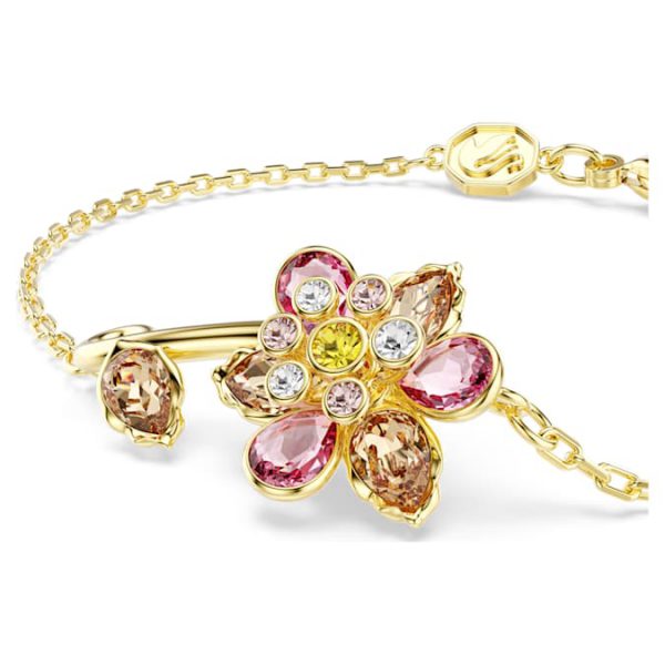 Idyllia bracelet Mixed cuts, Flower, Multicolored, Gold-tone plated - Image 5
