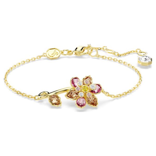Idyllia bracelet Mixed cuts, Flower, Multicolored, Gold-tone plated - Image 7