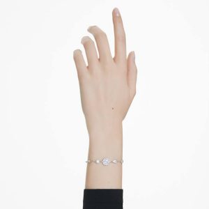 Idyllia bracelet Mixed cuts, Snowflake, White, Rhodium plated