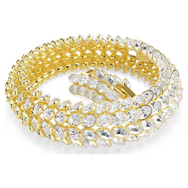 Idyllia bracelet Oval cut, White, Gold-tone plated - Image 3