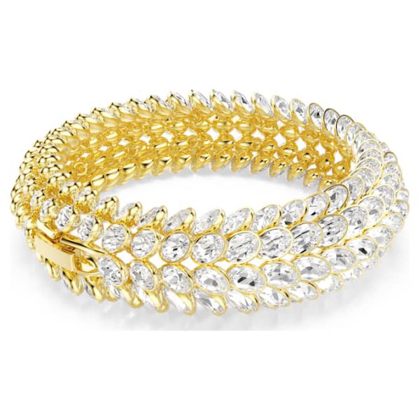 Idyllia bracelet Oval cut, White, Gold-tone plated - Image 6