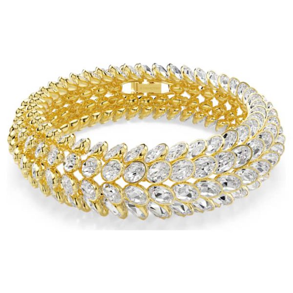 Idyllia bracelet Oval cut, White, Gold-tone plated - Image 7