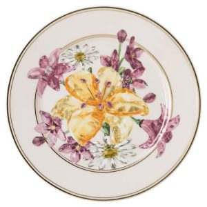 Idyllia bread plate Porcelain, Crystal print motif, Bouquet, Multicolored