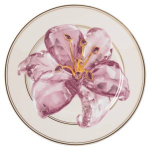 Idyllia bread plate Porcelain, Crystal print motif, Lily, Purple