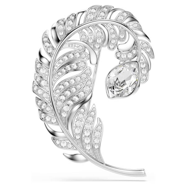 Idyllia brooch Mixed cuts, Feather, Rhodium plated - Image 2