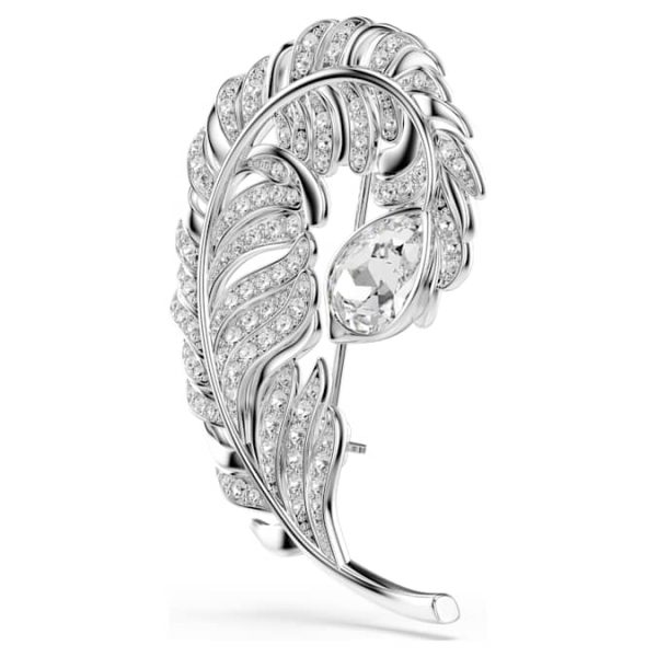 Idyllia brooch Mixed cuts, Feather, Rhodium plated - Image 3