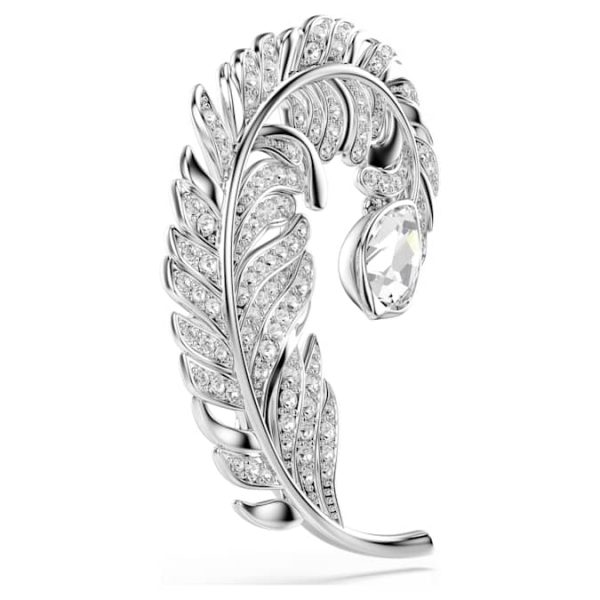 Idyllia brooch Mixed cuts, Feather, Rhodium plated - Image 4