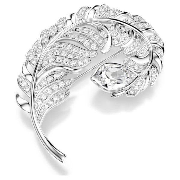Idyllia brooch Mixed cuts, Feather, Rhodium plated - Image 5