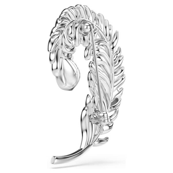Idyllia brooch Mixed cuts, Feather, Rhodium plated - Image 6