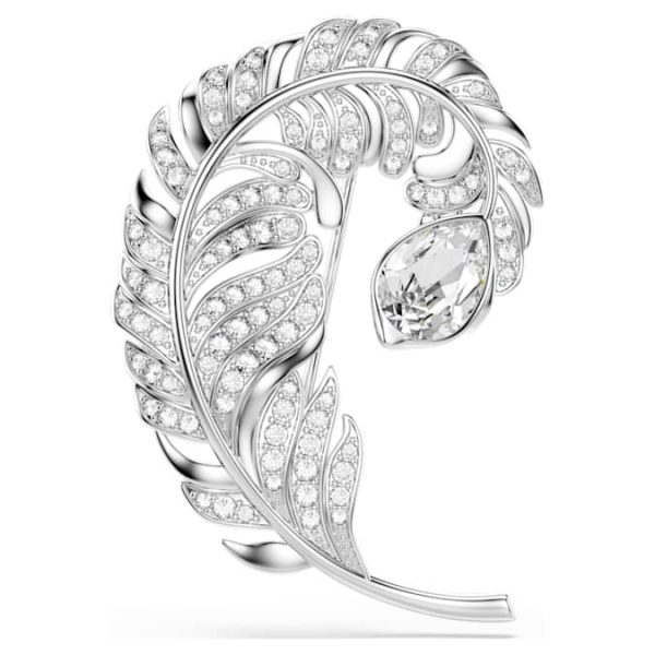 Idyllia brooch Mixed cuts, Feather, Rhodium plated - Image 7