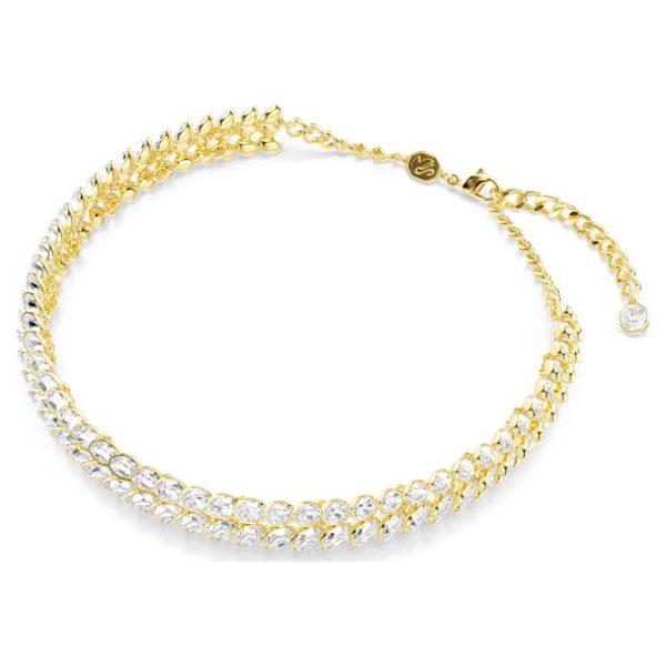 Idyllia choker Oval cut, White, Gold-tone plated - Image 3